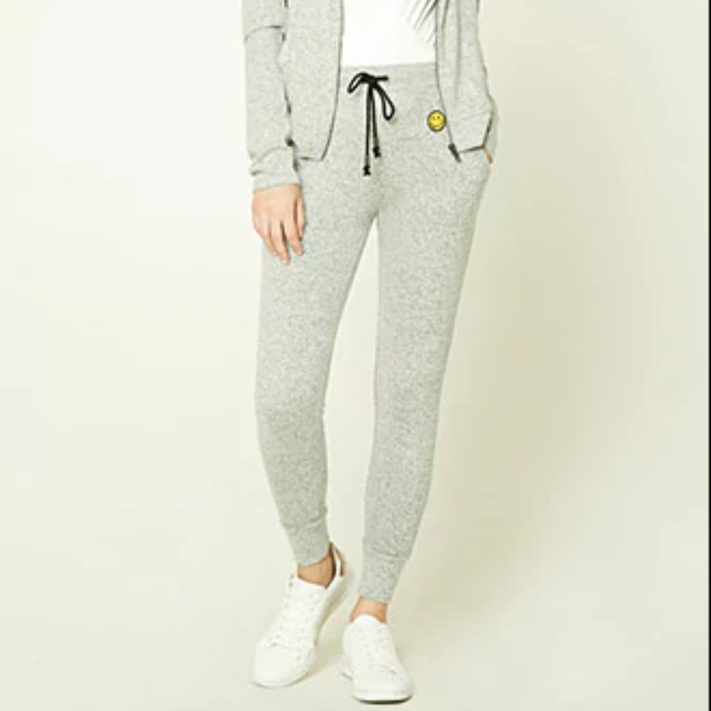 Forever 21 Happy Face Patch Sweatpants