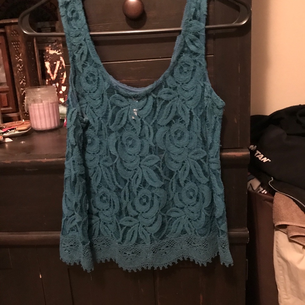 Full lace crop top turquoise