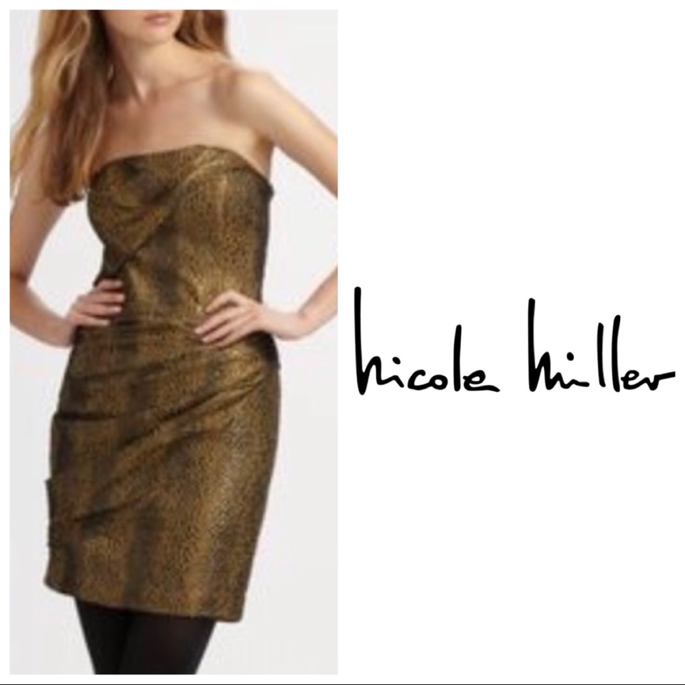Nicole Miller Metallic Leopard Jacquard Dress