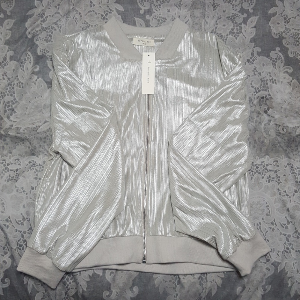 Textured Silver Bomber Jacket