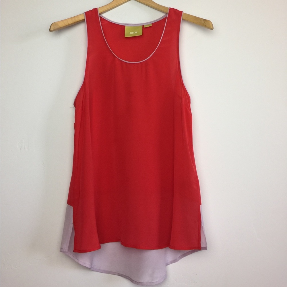 Maeve Red & Lilac 100% silk Racerback Tank