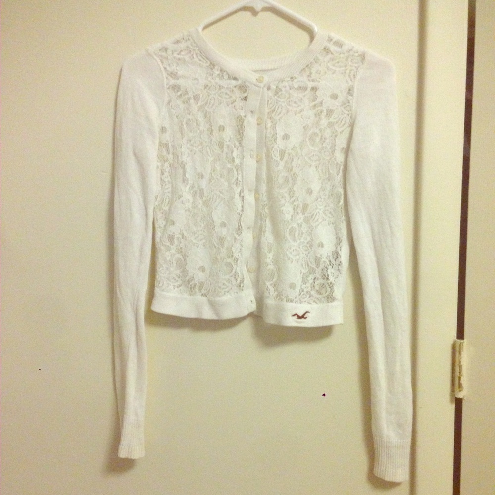 White lacy Hollister sweater