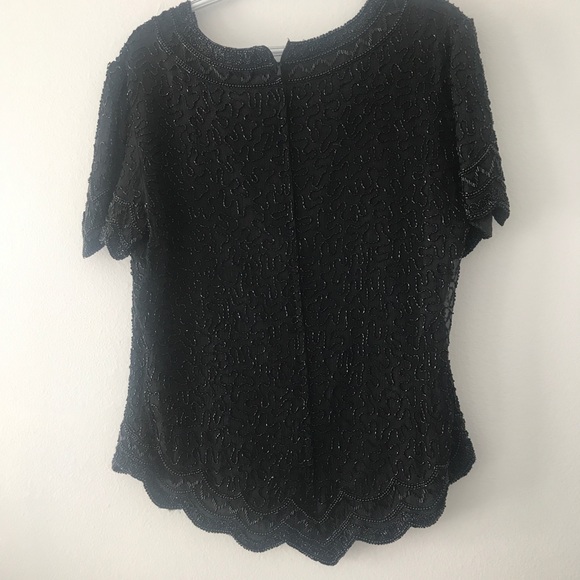 Vintage silk beaded blouse. Size Large - Picture 4 of 4