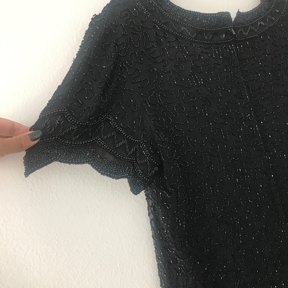 Vintage silk beaded blouse. Size Large - Picture 1 of 4