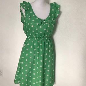 Green Polka and white dot boutique dress