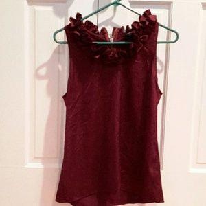 Ann Taylor Satin Shell Cranberry color size 10