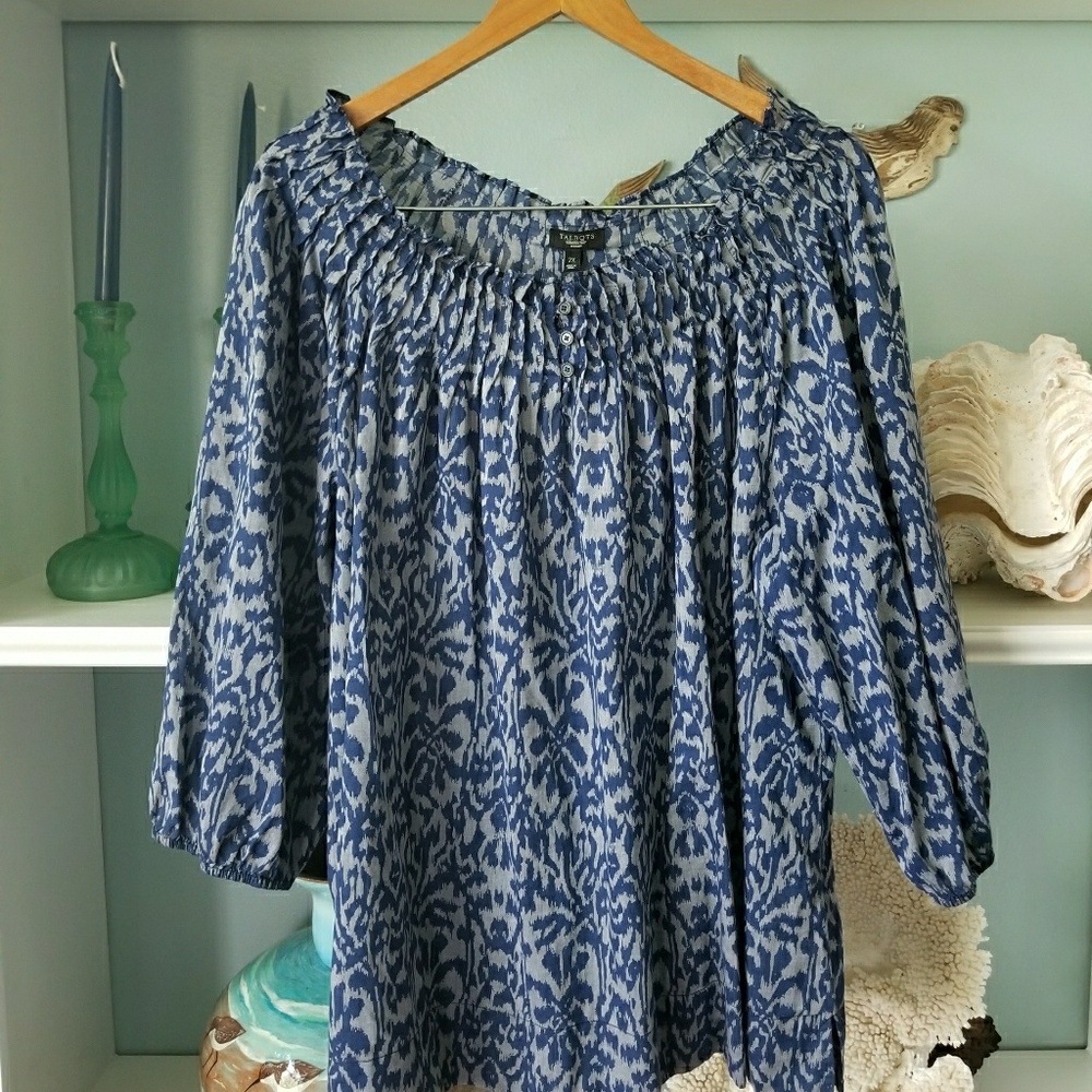 Grey & Navy Ikat Talbots Blouse