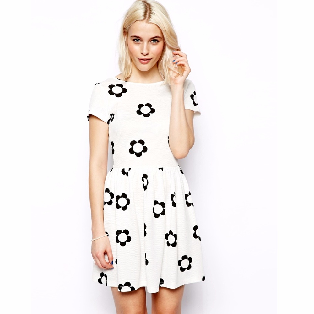ASOS Textured Daisy Skater Dress