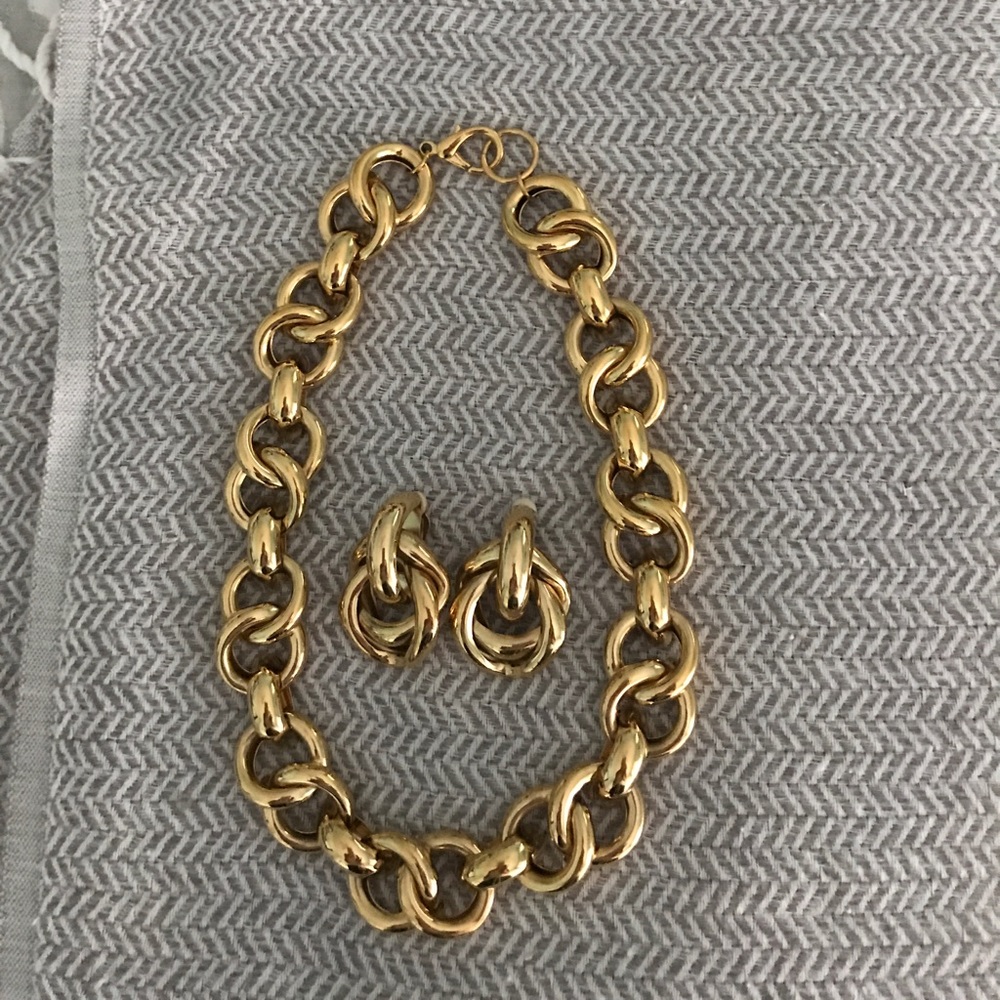 Gold Plated Necklace and Earrings