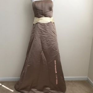Bill Levkoff Euro Satin Size 14 Long Strapless Gow