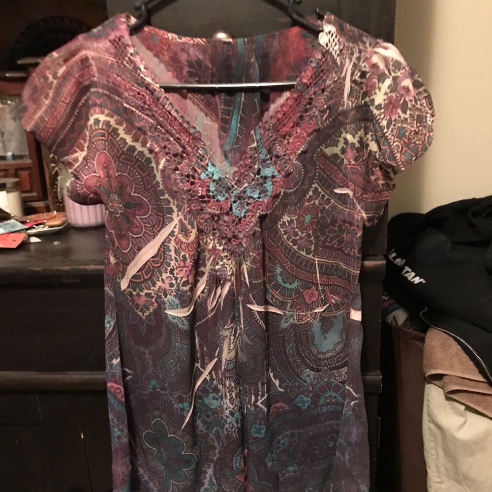 Patterned blouse long torso