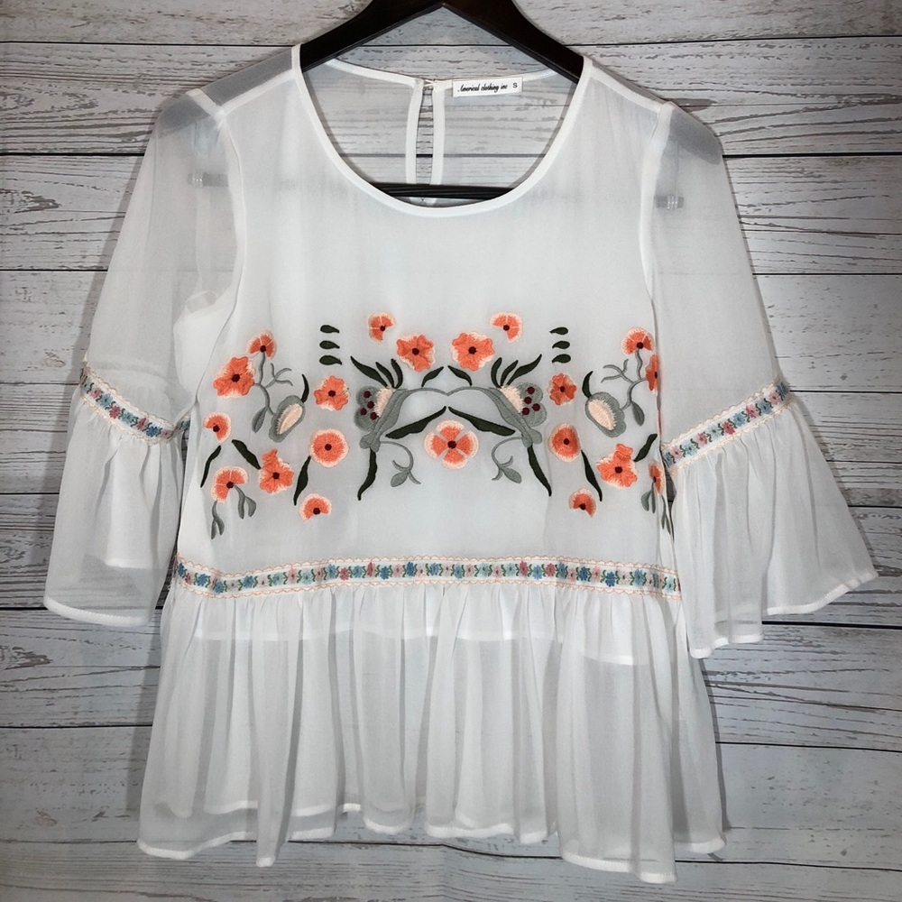 American Clothing Inc. Embroidered Blouse