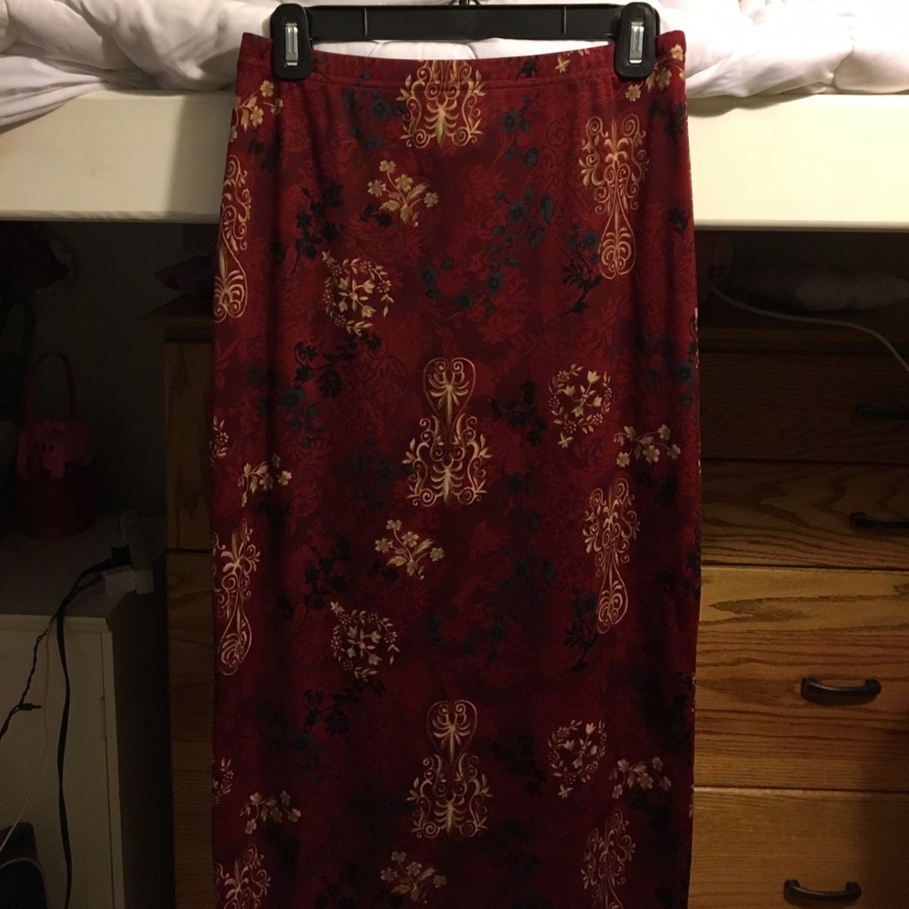 Red patterned skirt