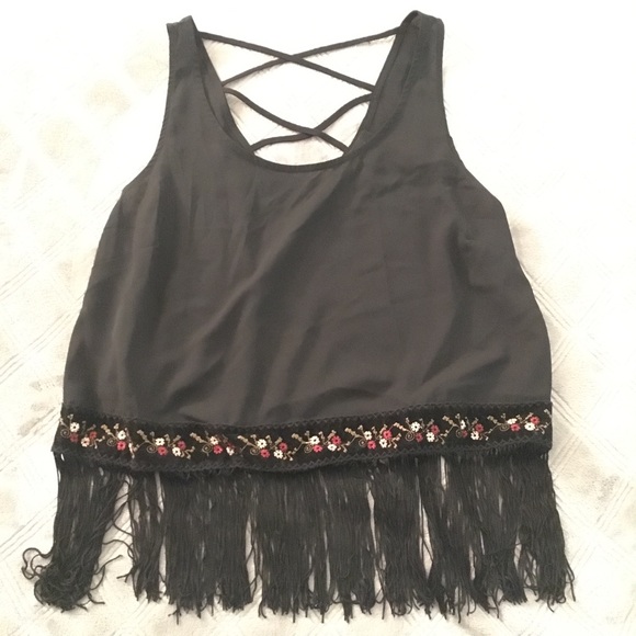Black fringe tank top - Picture 1 of 1