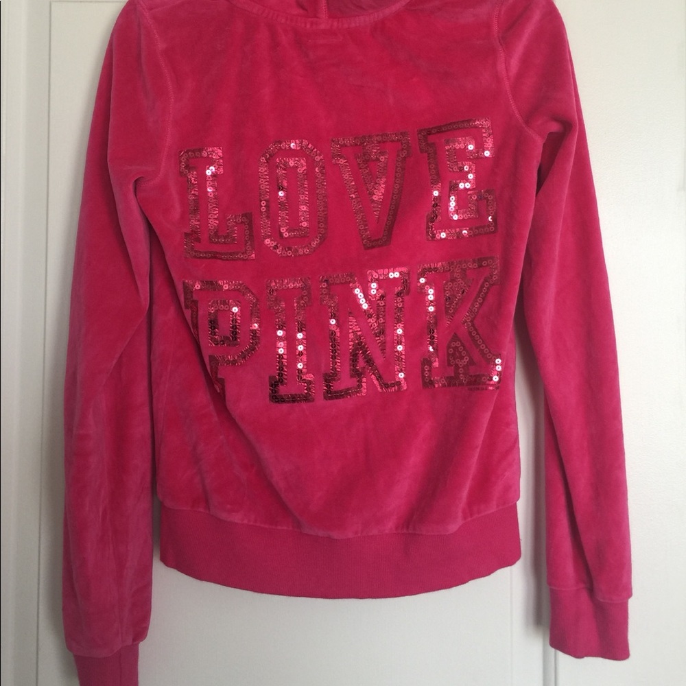 PINK Sequins zip up Hoodie