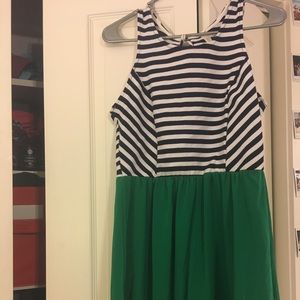 Striped and Green Dress