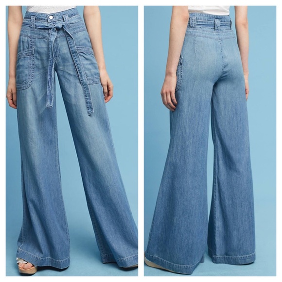 wide leg tie waist jeans