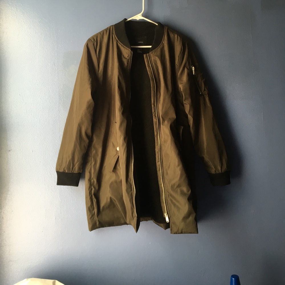 Forever 21 Long Green Coat, perfect for winter