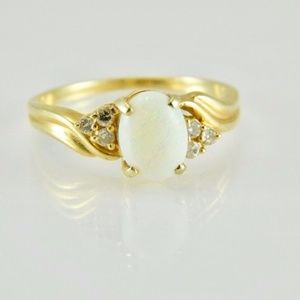 SOLD! Vintage-14K-Gold-Ring-w-Opal-and-diamonds