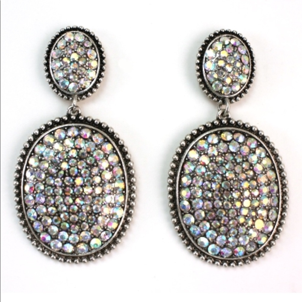 Rhinestone post concho earrings