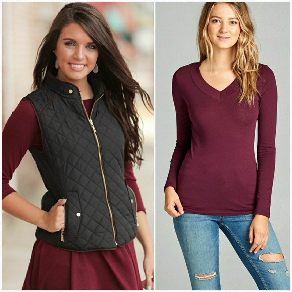 Basic Long Sleeve Vneck Jersey Top - Picture 4 of 5