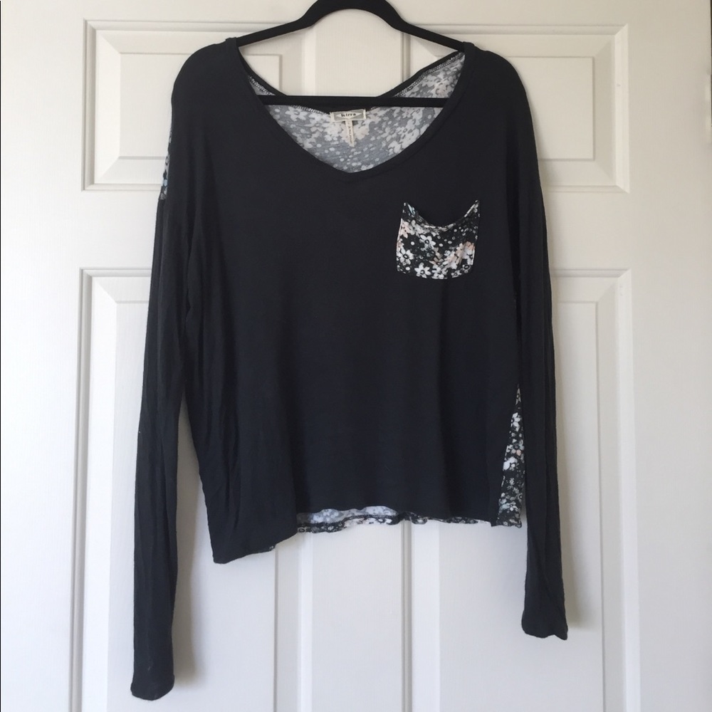 PacSun black and floral long sleeved top