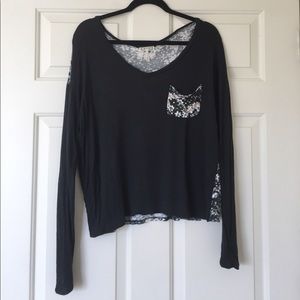 PacSun black and floral long sleeved top