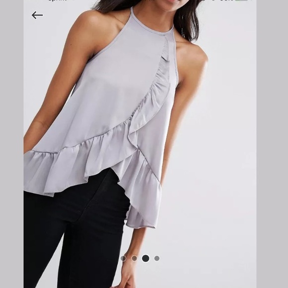 ASOS Tops - ASOS High Neck Silky ruffle top lilac Wrap Front