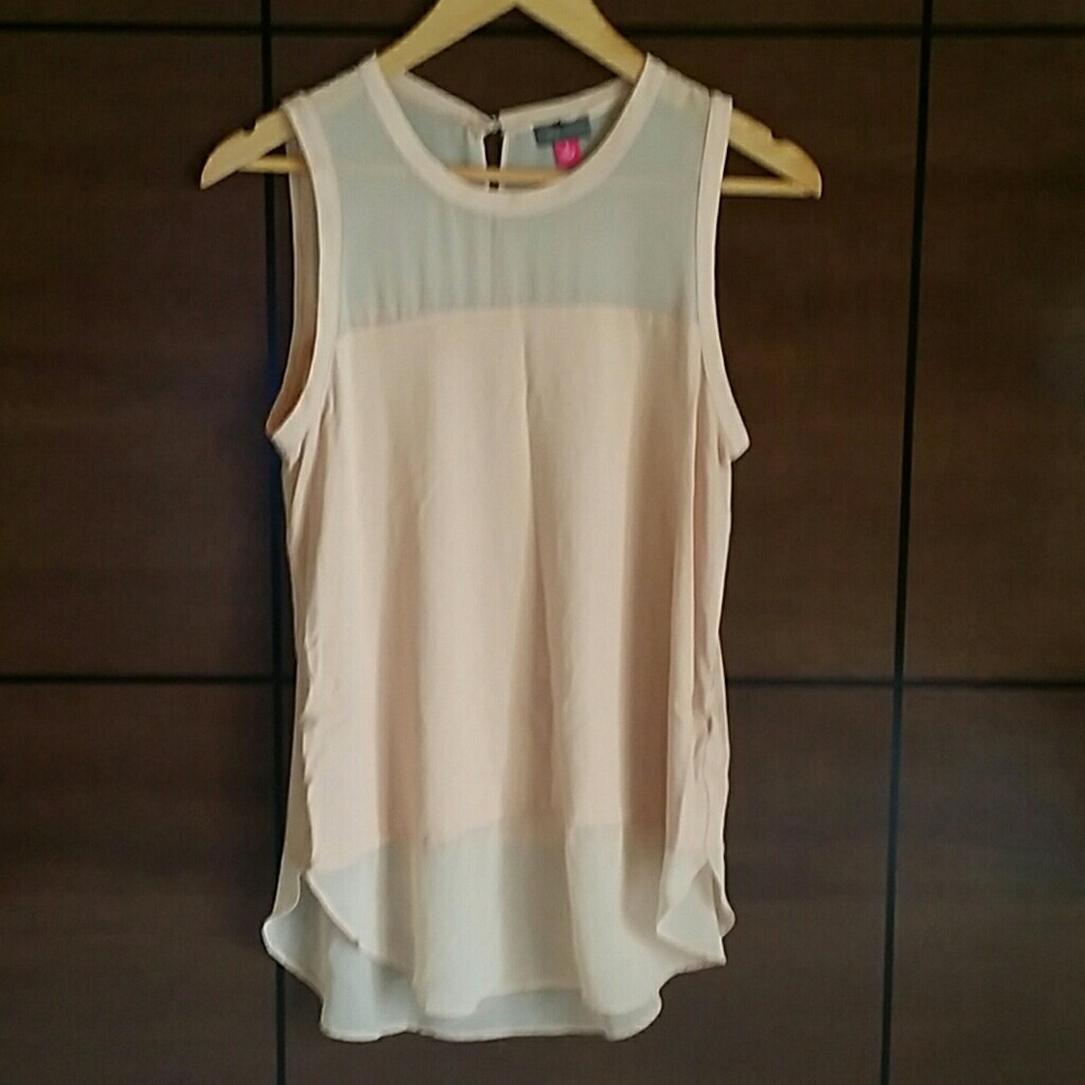 Sleeveless Tan Top with Shear Top & Bottom Size S - Picture 1 of 5