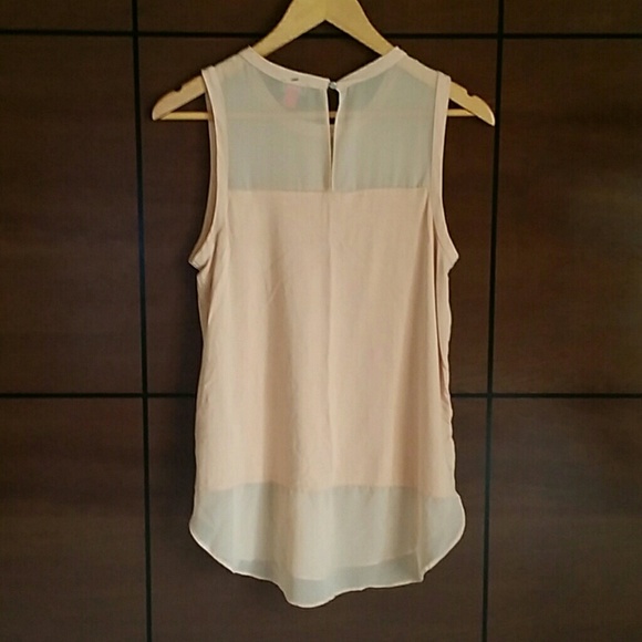 Sleeveless Tan Top with Shear Top & Bottom Size S - Picture 3 of 5