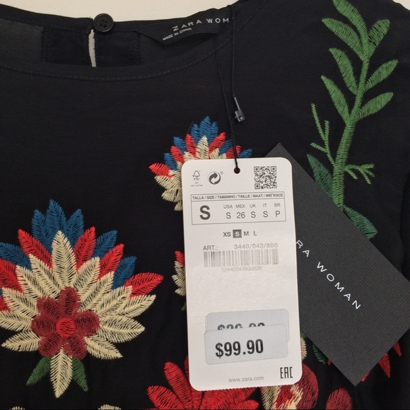 Zara Embroidered Dress NWT - Picture 8 of 8