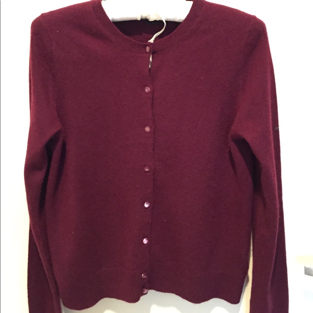 J. CRew Cashmere Cardigan - Burgundy