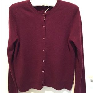 J. CRew Cashmere Cardigan - Burgundy