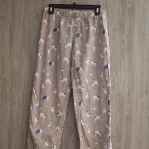 Adorable Gray Pug Print Flannel Pajama Bottoms