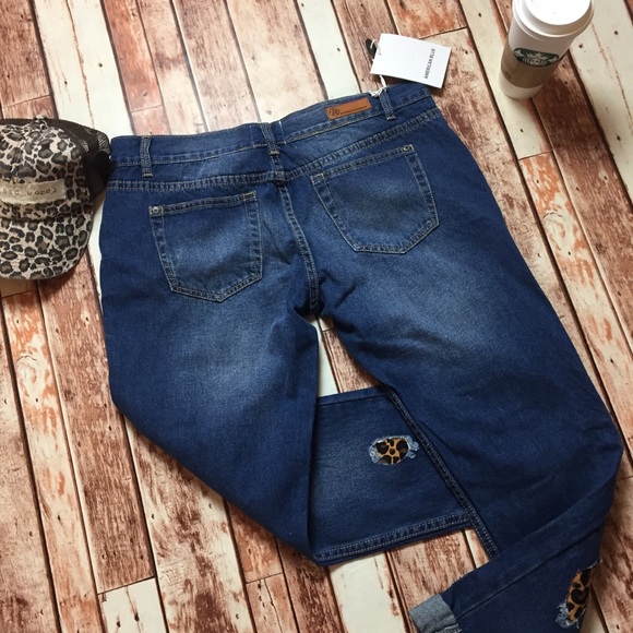 Size 15 Leopard patch jeans - Picture 3 of 7