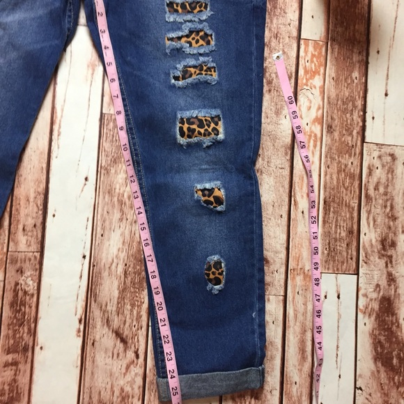 Size 15 Leopard patch jeans - Picture 6 of 7