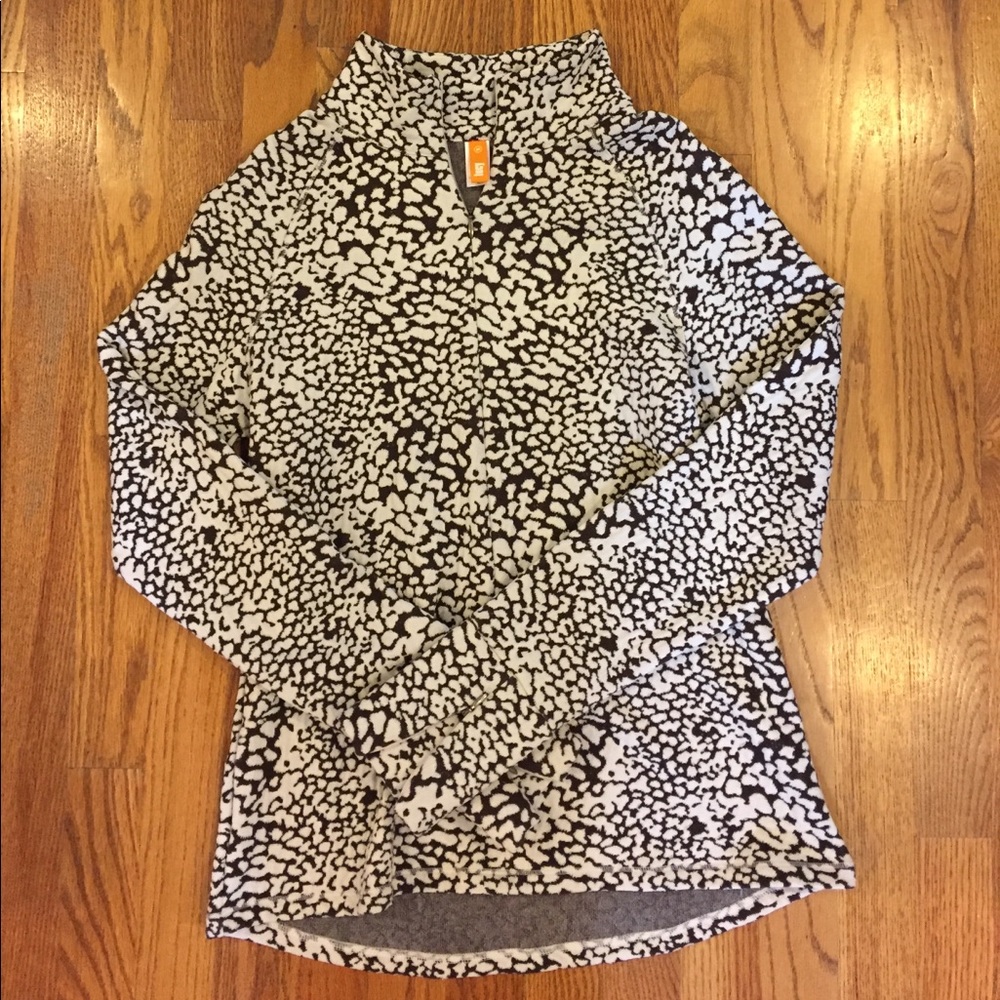 Lucy Half Zip Coverup in dark brown and white