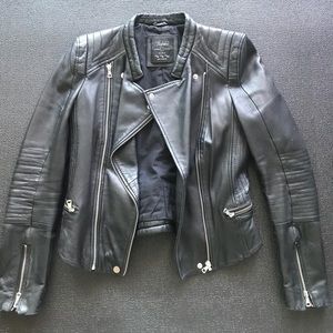 Black Leather Zara Jacket with Silver Hardware