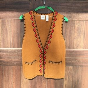 Brown Knit Vest with Beaded Detailing