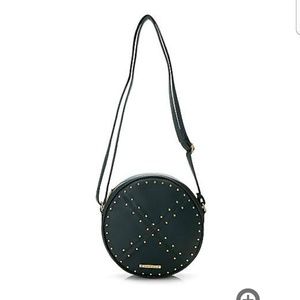 Faux Leather Stud Detailed Round Purse
