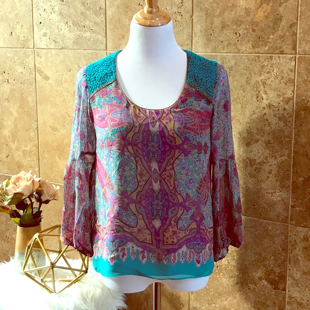 Vibrant Nanette Lepore Jewel-Tone Silk Print Top