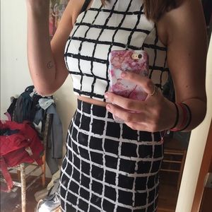 SUPER TRENDY BLACK AND WHITE TWO PIECE MINIDRESS!!
