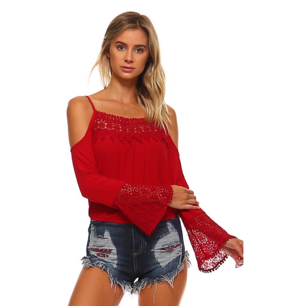 Red long sleeve crop top