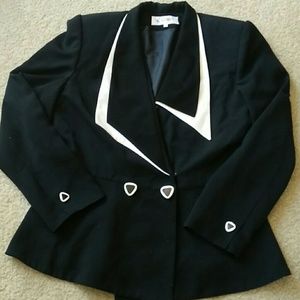 Vintage Black blazer assymetrical collar