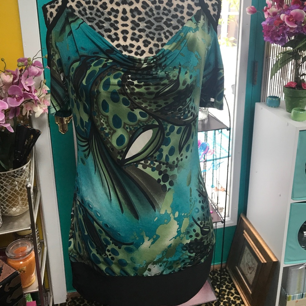 Peacock over the shoulder top