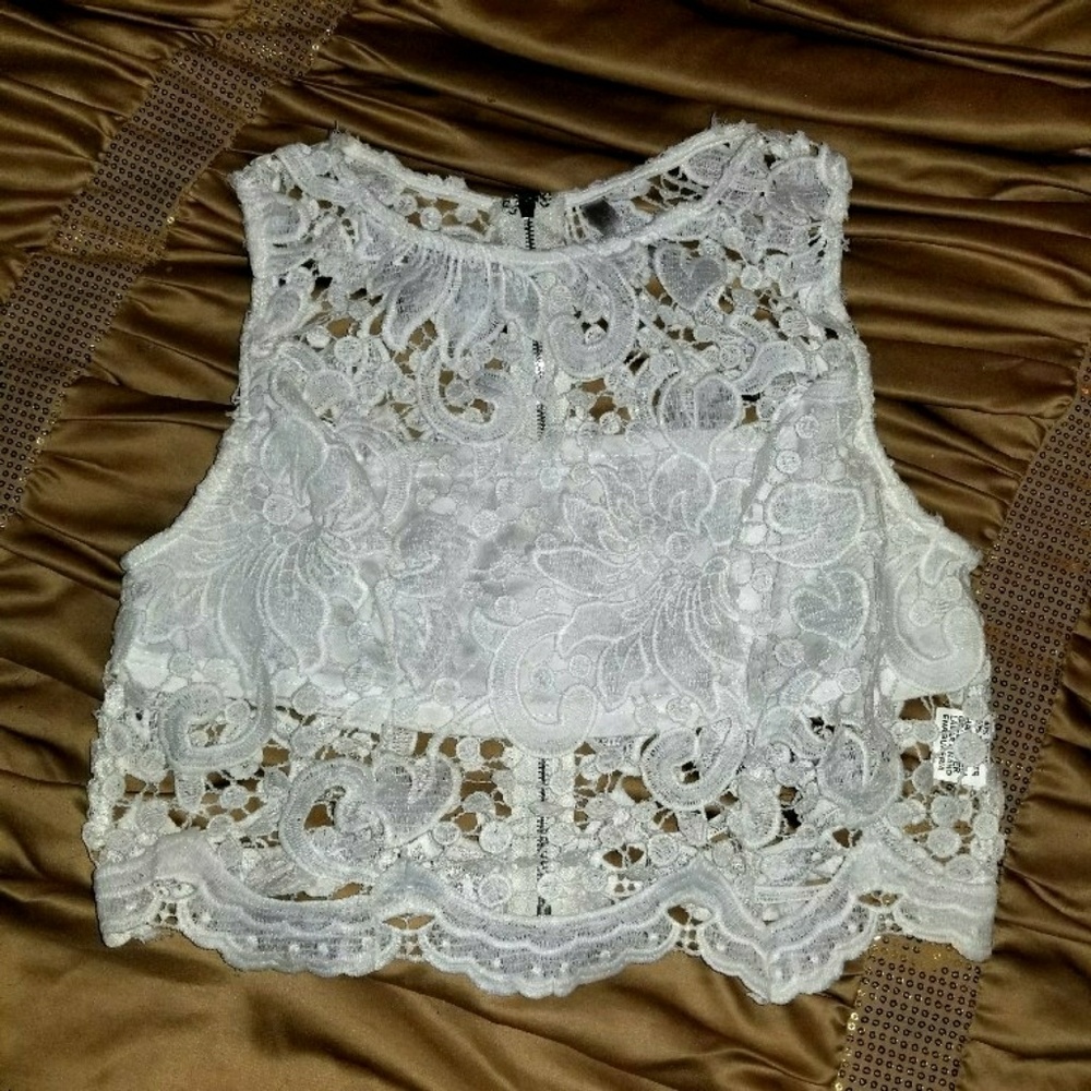 White lace crop top