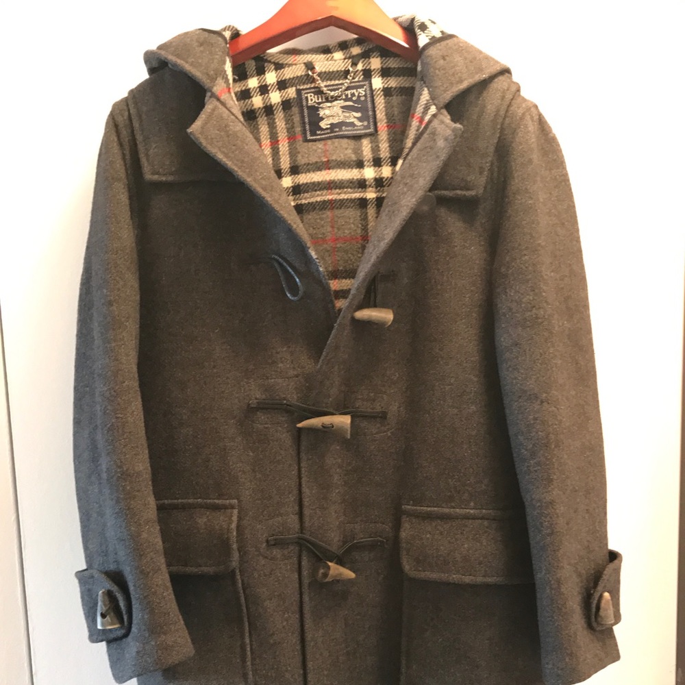 Grey Burberry wool hooded coat sz 4-6