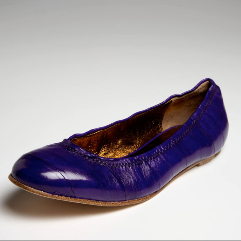 Cynthia Vincent Ballet Flats in Purple Eel Leather