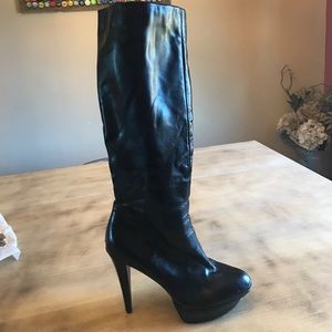 Knee high faux leather boots