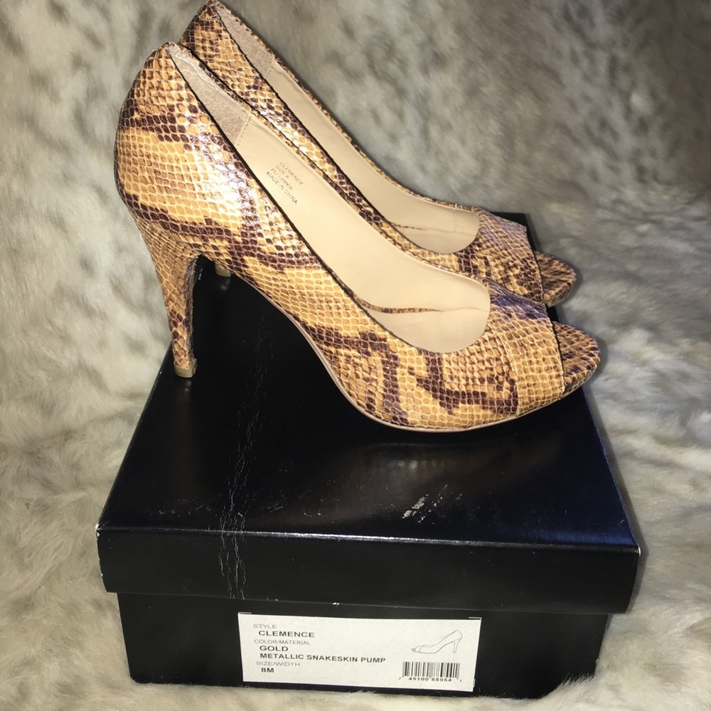 BCBG Paris - Clemence Snakeskin Peep Toe Pumps